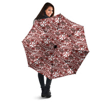 Hibiscus Bloom Island Tribal Waves Umbrella Red Polynesian Pattern LT01 - Polynesian Pride