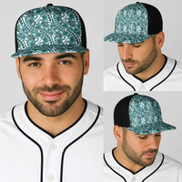 Hibiscus Bloom Island Tribal Waves Baseball Net Cap Teal Polynesian Pattern LT01 - Polynesian Pride