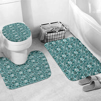 Hibiscus Bloom Island Tribal Waves Bathroom Set Teal Polynesian Pattern LT01 Mat Set Only (3 pcs) One Size Teal - Polynesian Pride
