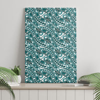 Hibiscus Bloom Island Tribal Waves Canvas Wall Art Teal Polynesian Pattern LT01 - Polynesian Pride