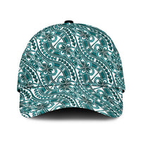 Hibiscus Bloom Island Tribal Waves Classic Cap Teal Polynesian Pattern LT01 Universal Fit Teal - Polynesian Pride