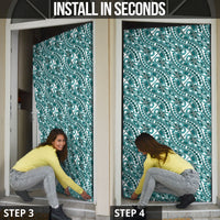 Hibiscus Bloom Island Tribal Waves Door Cover Teal Polynesian Pattern LT01 - Polynesian Pride