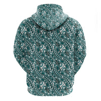 Hibiscus Bloom Island Tribal Waves Hoodie Teal Polynesian Pattern LT01 - Polynesian Pride