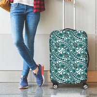 Hibiscus Bloom Island Tribal Waves Luggage Cover Teal Polynesian Pattern LT01 - Polynesian Pride