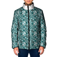 Hibiscus Bloom Island Tribal Waves Padded Jacket Teal Polynesian Pattern LT01 Men Teal - Polynesian Pride