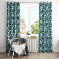 Hibiscus Bloom Island Tribal Waves Window Curtain Teal Polynesian Pattern LT01 - Polynesian Pride