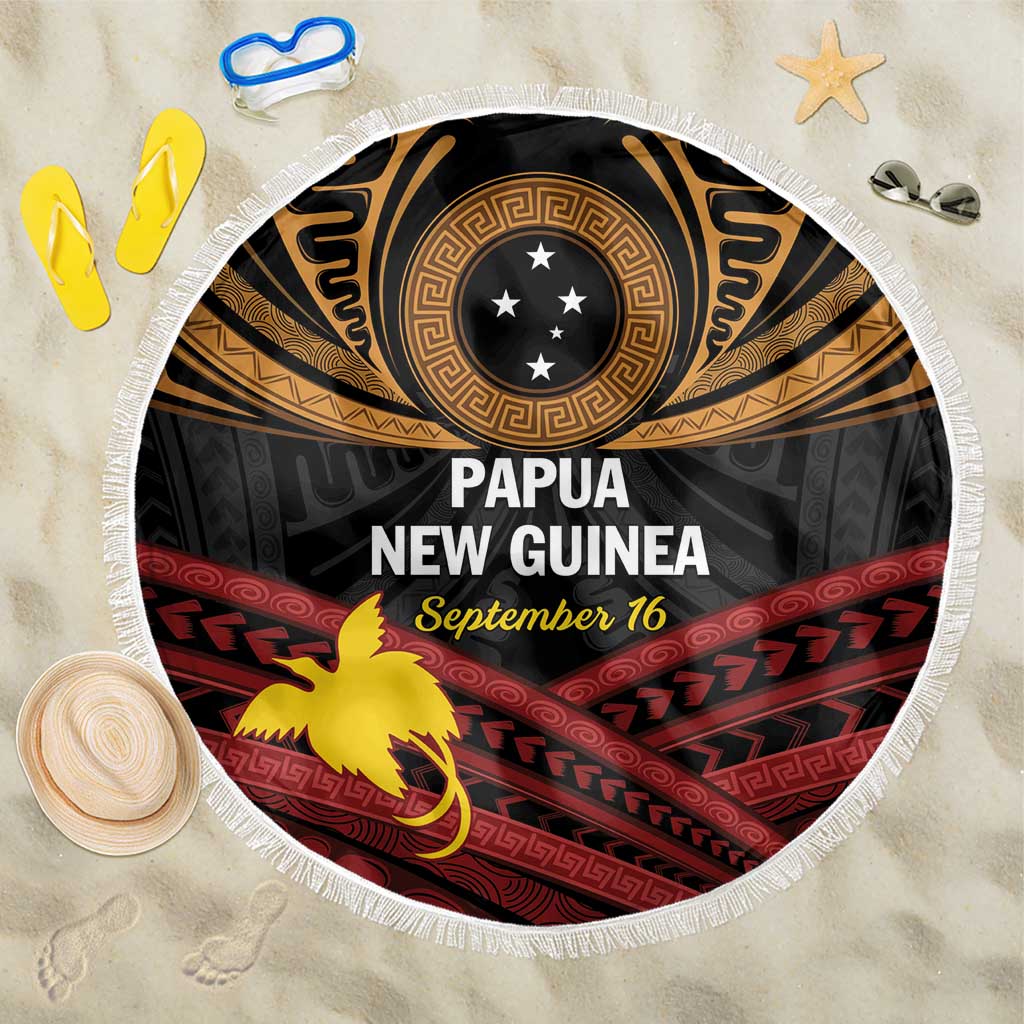 Papua New Guinea Bird of Paradise Beach Blanket 16 September 1975 Independence Day Anniversary LT01 One Size 150cm Black - Polynesian Pride