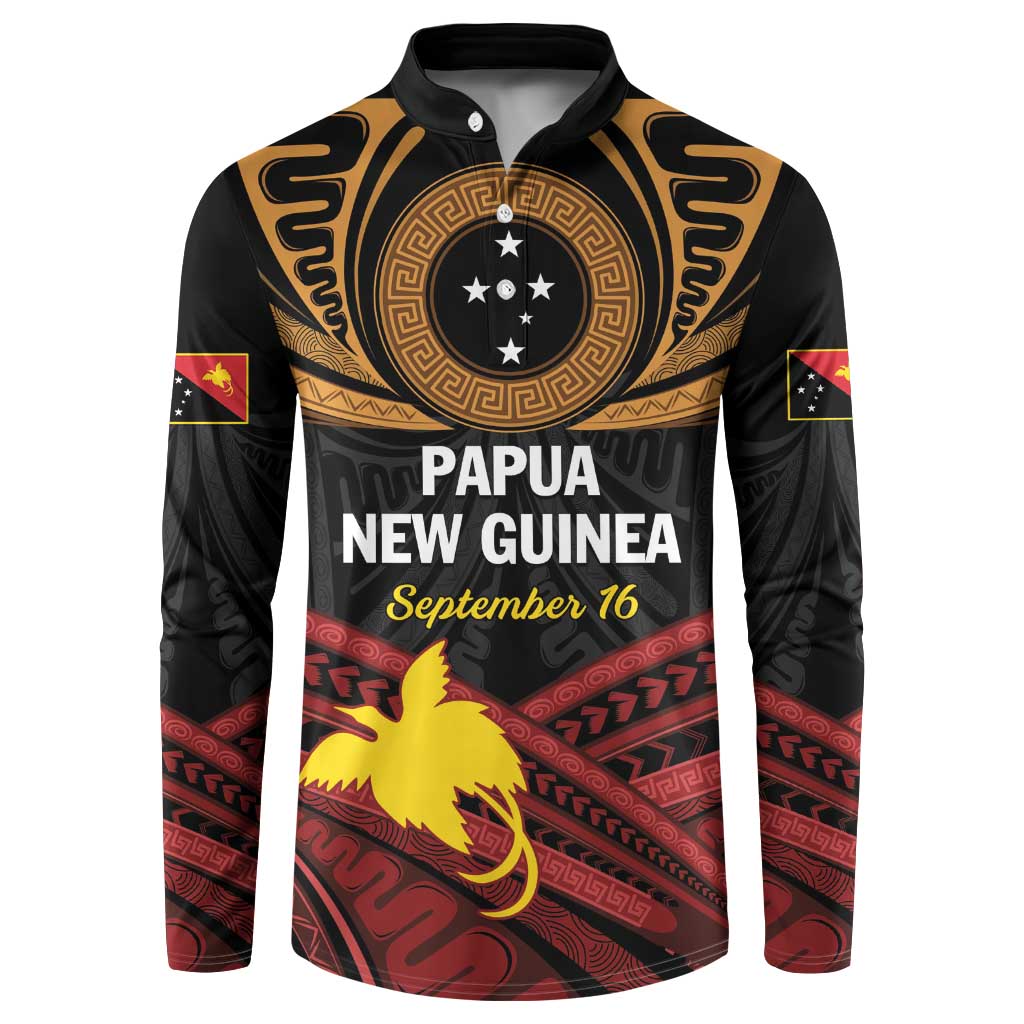Papua New Guinea Bird of Paradise Button Sweatshirt 16 September 1975 Independence Day Anniversary LT01 Black - Polynesian Pride