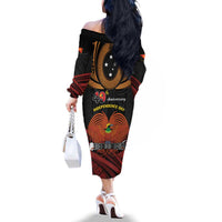 Papua New Guinea Bird of Paradise Family Matching Off The Shoulder Long Sleeve Dress and Hawaiian Shirt 16 September 1975 Independence Day Anniversary