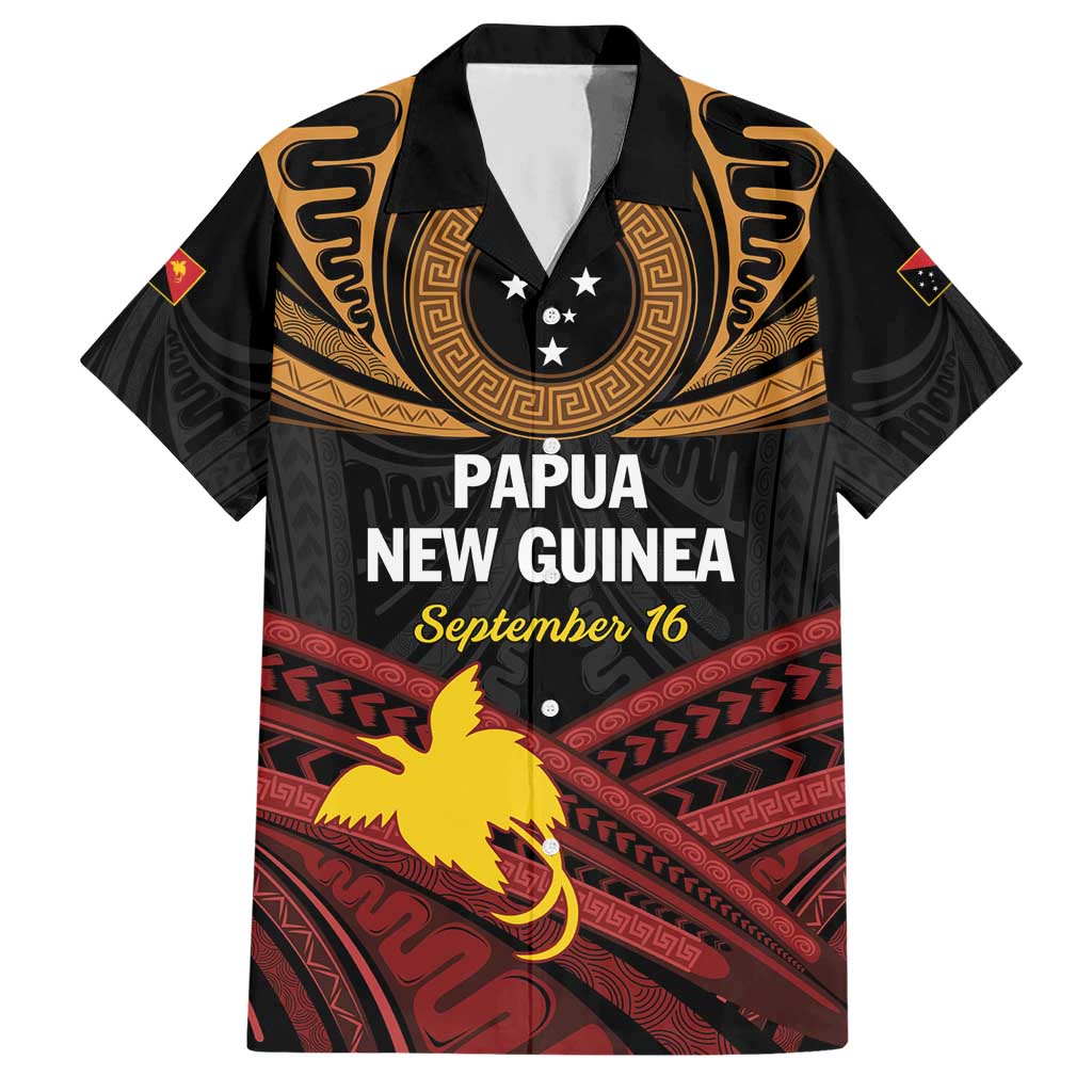 Papua New Guinea Bird of Paradise Hawaiian Shirt 16 September 1975 Independence Day Anniversary LT01 Black - Polynesian Pride