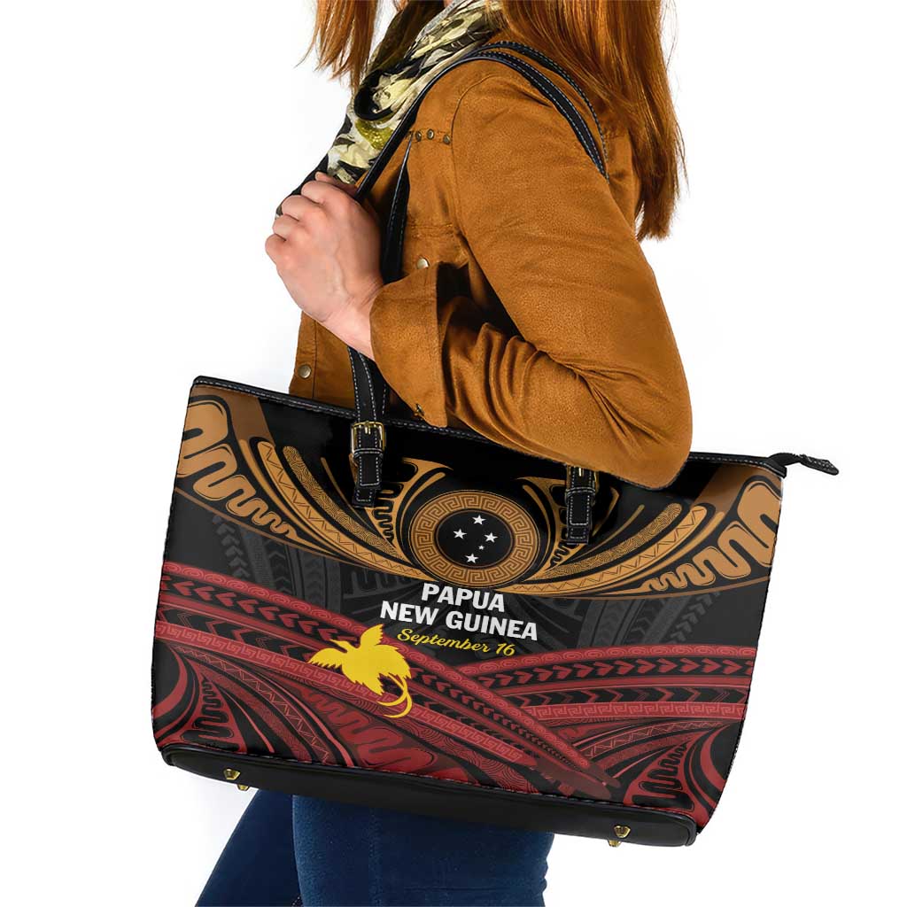 Papua New Guinea Bird of Paradise Leather Tote Bag 16 September 1975 Independence Day Anniversary