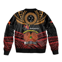 Papua New Guinea Bird of Paradise Sleeve Zip Bomber Jacket 16 September 1975 Independence Day Anniversary