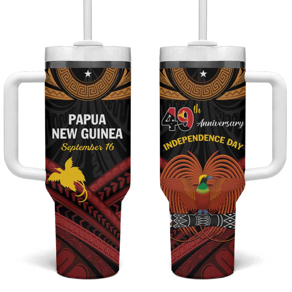 Papua New Guinea Bird of Paradise Tumbler With Handle 16 September 1975 Independence Day Anniversary LT01 One Size: 40 oz Black - Polynesian Pride