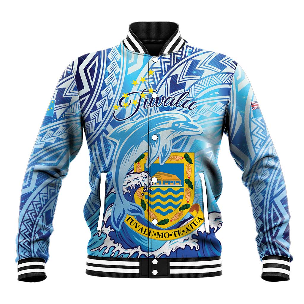 Tuvalu mo te Atua Baseball Jacket Tuvalu Dolphin Polynesian Pattern