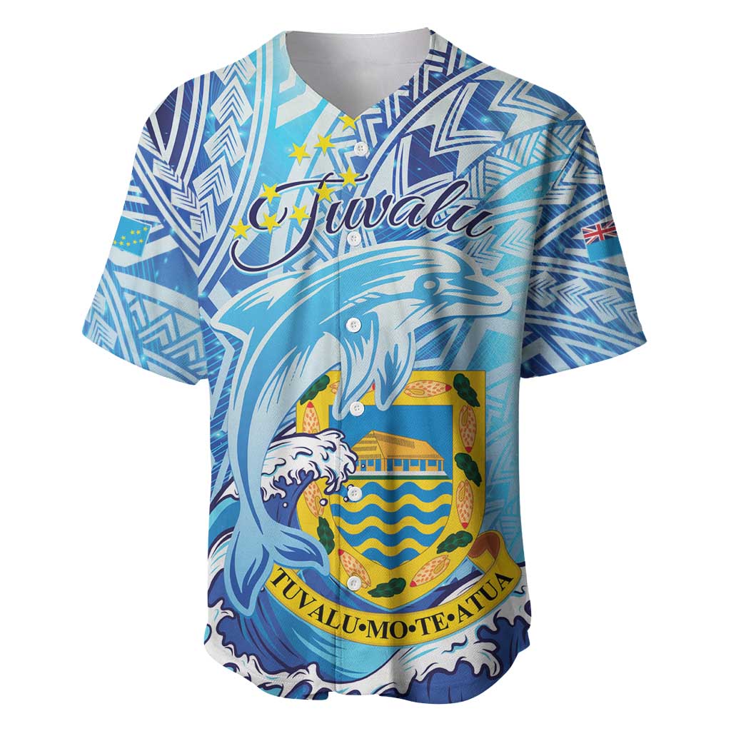 Tuvalu mo te Atua Baseball Jersey Tuvalu Dolphin Polynesian Pattern