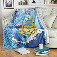 Tuvalu mo te Atua Blanket Tuvalu Dolphin Polynesian Pattern LT01 Blue - Polynesian Pride