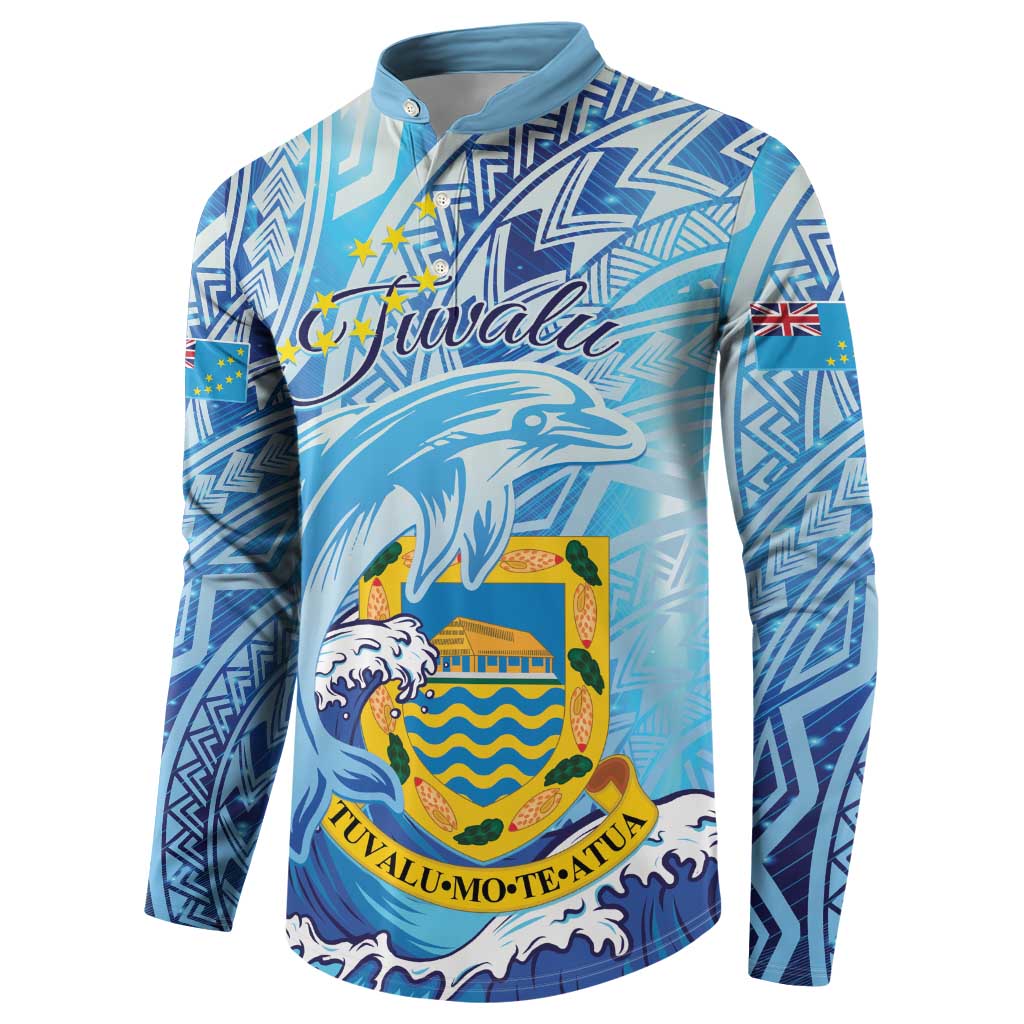 Tuvalu mo te Atua Button Sweatshirt Tuvalu Dolphin Polynesian Pattern LT01 - Polynesian Pride