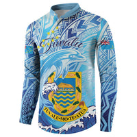 Tuvalu mo te Atua Button Sweatshirt Tuvalu Dolphin Polynesian Pattern LT01 - Polynesian Pride