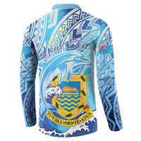 Tuvalu mo te Atua Button Sweatshirt Tuvalu Dolphin Polynesian Pattern LT01 - Polynesian Pride