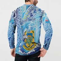 Tuvalu mo te Atua Button Sweatshirt Tuvalu Dolphin Polynesian Pattern LT01 - Polynesian Pride