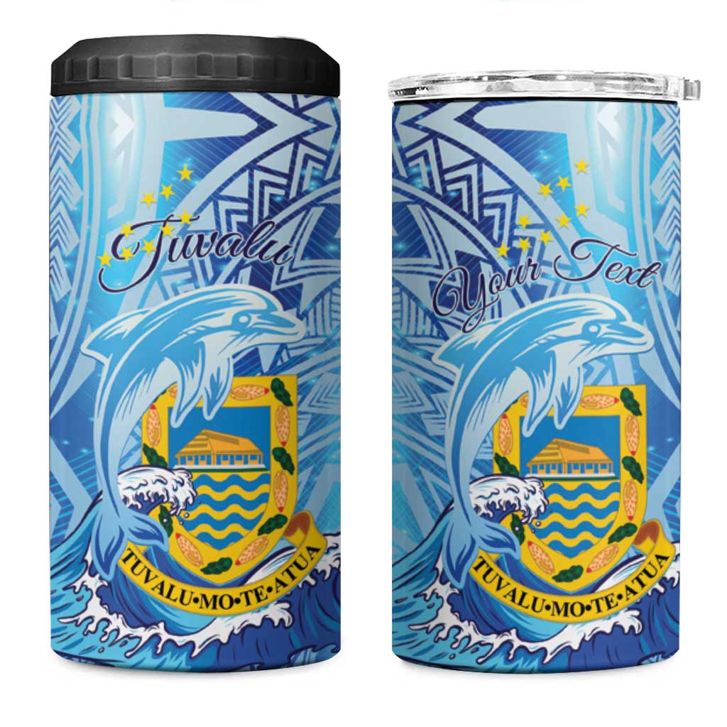 Tuvalu mo te Atua 4 in 1 Can Cooler Tumbler Tuuvalu Dolphin Polynesian Pattern