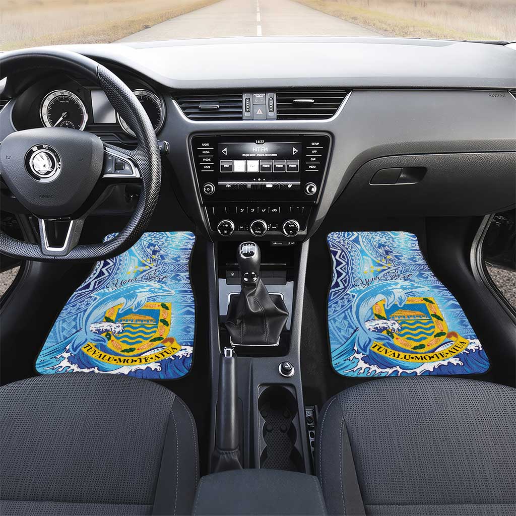 Tuvalu mo te Atua Car Mats Tuvalu Dolphin Polynesian Pattern LT01 Set 2pcs - Front Blue - Polynesian Pride
