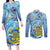 Tuvalu mo te Atua Couples Matching Long Sleeve Bodycon Dress and Long Sleeve Button Shirt Tuvalu Dolphin Polynesian Pattern