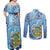 Tuvalu mo te Atua Couples Matching Off Shoulder Maxi Dress and Long Sleeve Button Shirt Tuvalu Dolphin Polynesian Pattern