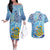 Tuvalu mo te Atua Couples Matching Off The Shoulder Long Sleeve Dress and Hawaiian Shirt Tuvalu Dolphin Polynesian Pattern