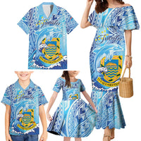 Tuvalu mo te Atua Family Matching Mermaid Dress and Hawaiian Shirt Tuvalu Dolphin Polynesian Pattern LT01 - Polynesian Pride