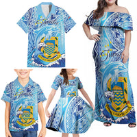 Tuvalu mo te Atua Family Matching Off Shoulder Maxi Dress and Hawaiian Shirt Tuvalu Dolphin Polynesian Pattern LT01 - Polynesian Pride