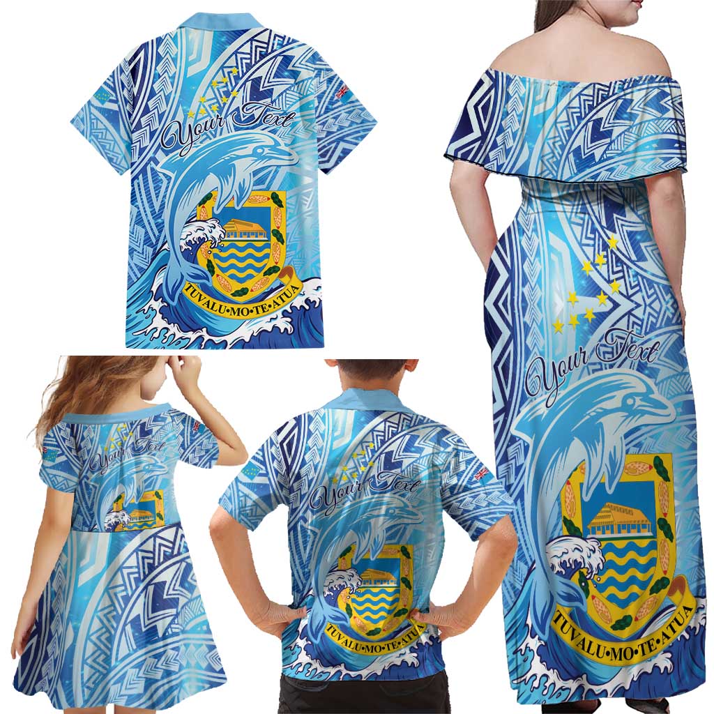 Tuvalu mo te Atua Family Matching Off Shoulder Maxi Dress and Hawaiian Shirt Tuvalu Dolphin Polynesian Pattern LT01 - Polynesian Pride
