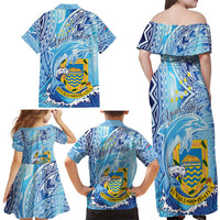 Tuvalu mo te Atua Family Matching Off Shoulder Maxi Dress and Hawaiian Shirt Tuvalu Dolphin Polynesian Pattern LT01 - Polynesian Pride