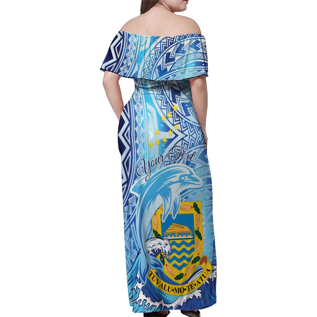 Tuvalu mo te Atua Family Matching Off Shoulder Maxi Dress and Hawaiian Shirt Tuvalu Dolphin Polynesian Pattern LT01 - Polynesian Pride