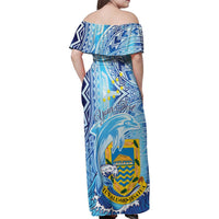 Tuvalu mo te Atua Family Matching Off Shoulder Maxi Dress and Hawaiian Shirt Tuvalu Dolphin Polynesian Pattern LT01 - Polynesian Pride
