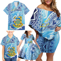 Tuvalu mo te Atua Family Matching Off Shoulder Short Dress and Hawaiian Shirt Tuvalu Dolphin Polynesian Pattern LT01 - Polynesian Pride