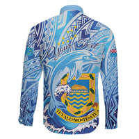 Tuvalu mo te Atua Family Matching Off Shoulder Short Dress and Hawaiian Shirt Tuvalu Dolphin Polynesian Pattern LT01 - Polynesian Pride