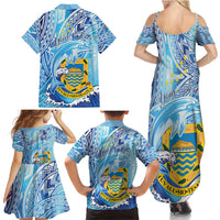 Tuvalu mo te Atua Family Matching Summer Maxi Dress and Hawaiian Shirt Tuvalu Dolphin Polynesian Pattern LT01 - Polynesian Pride