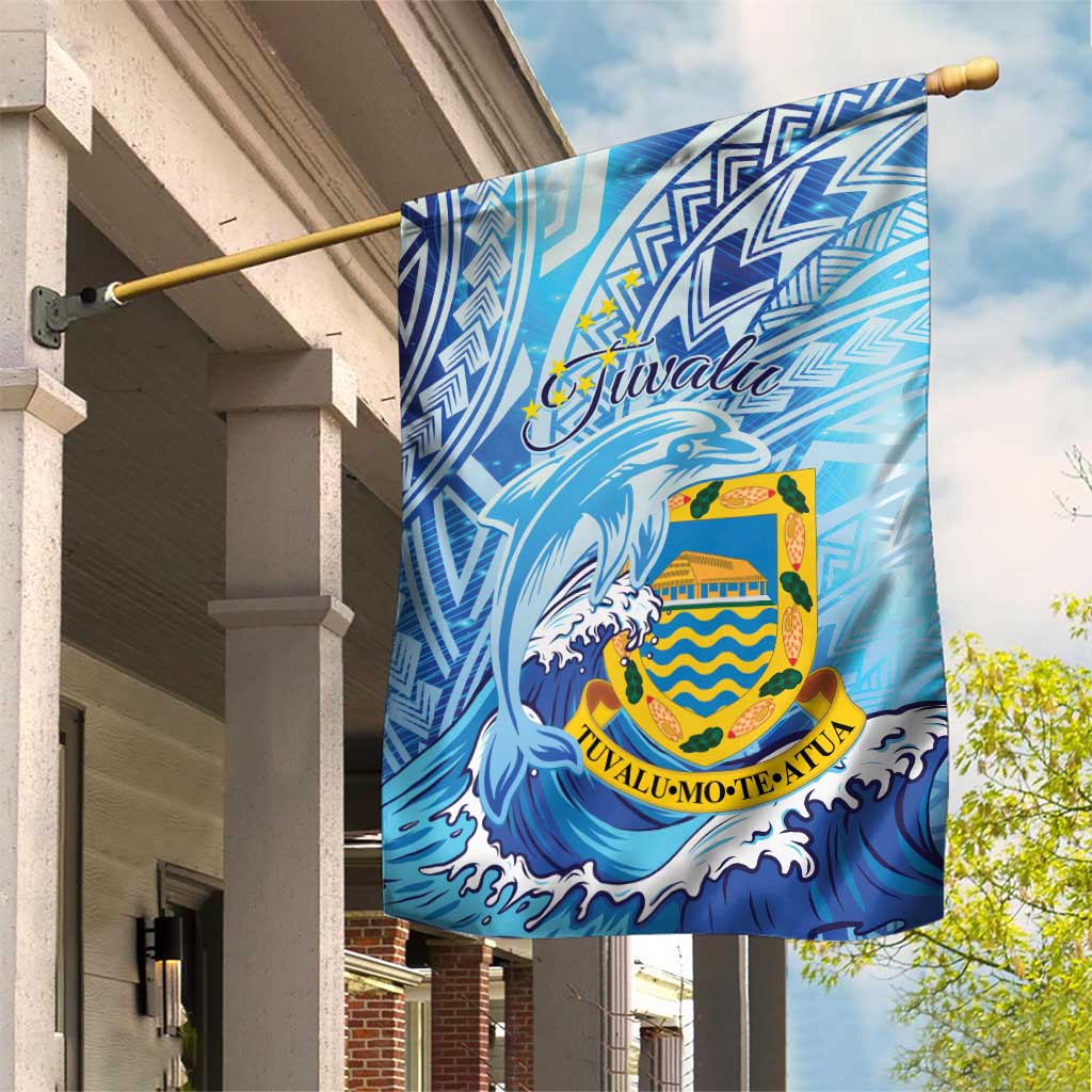 Tuvalu mo te Atua Garden Flag Tuvalu Dolphin Polynesian Pattern LT01 House Flag Blue - Polynesian Pride