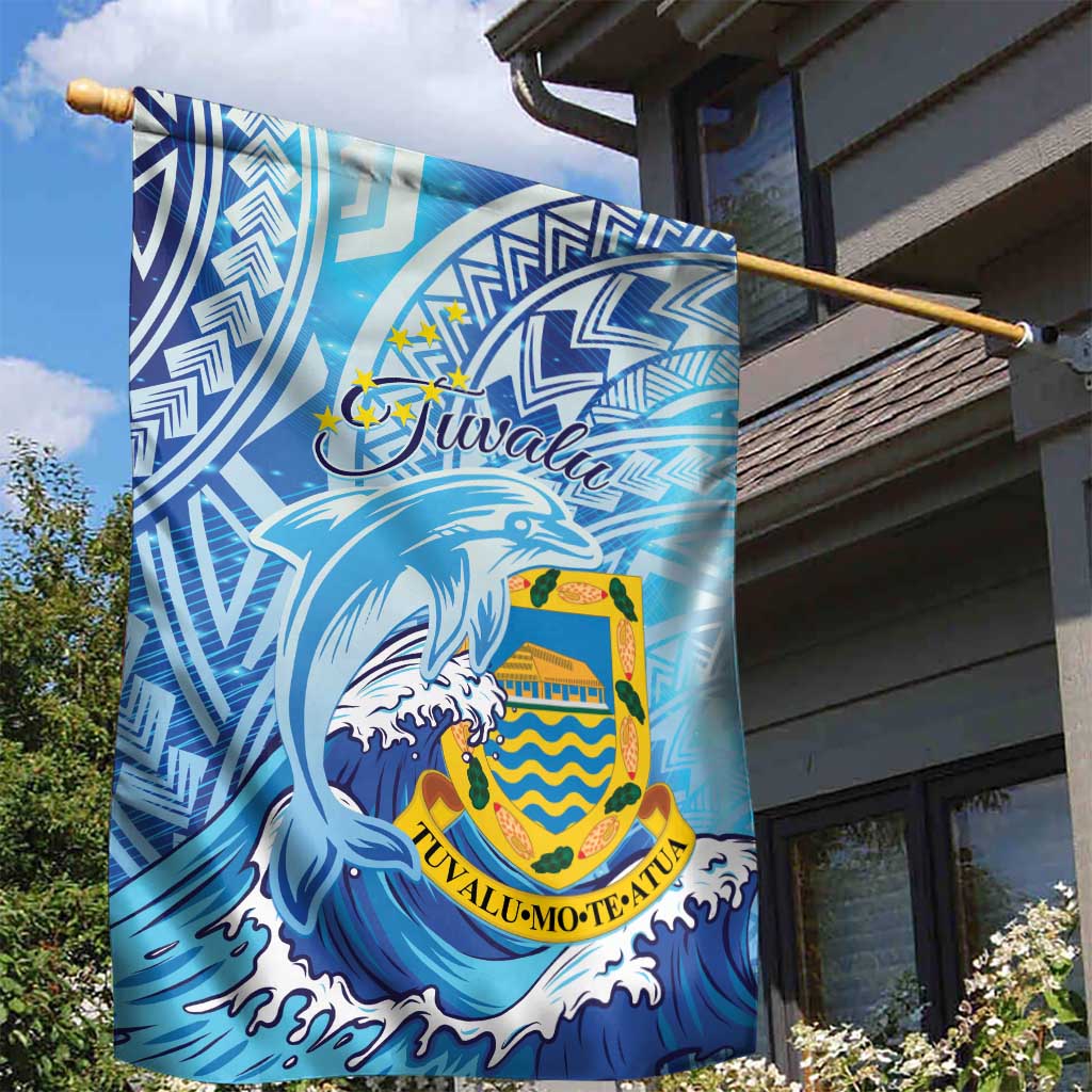 Tuvalu mo te Atua Garden Flag Tuvalu Dolphin Polynesian Pattern LT01 - Polynesian Pride