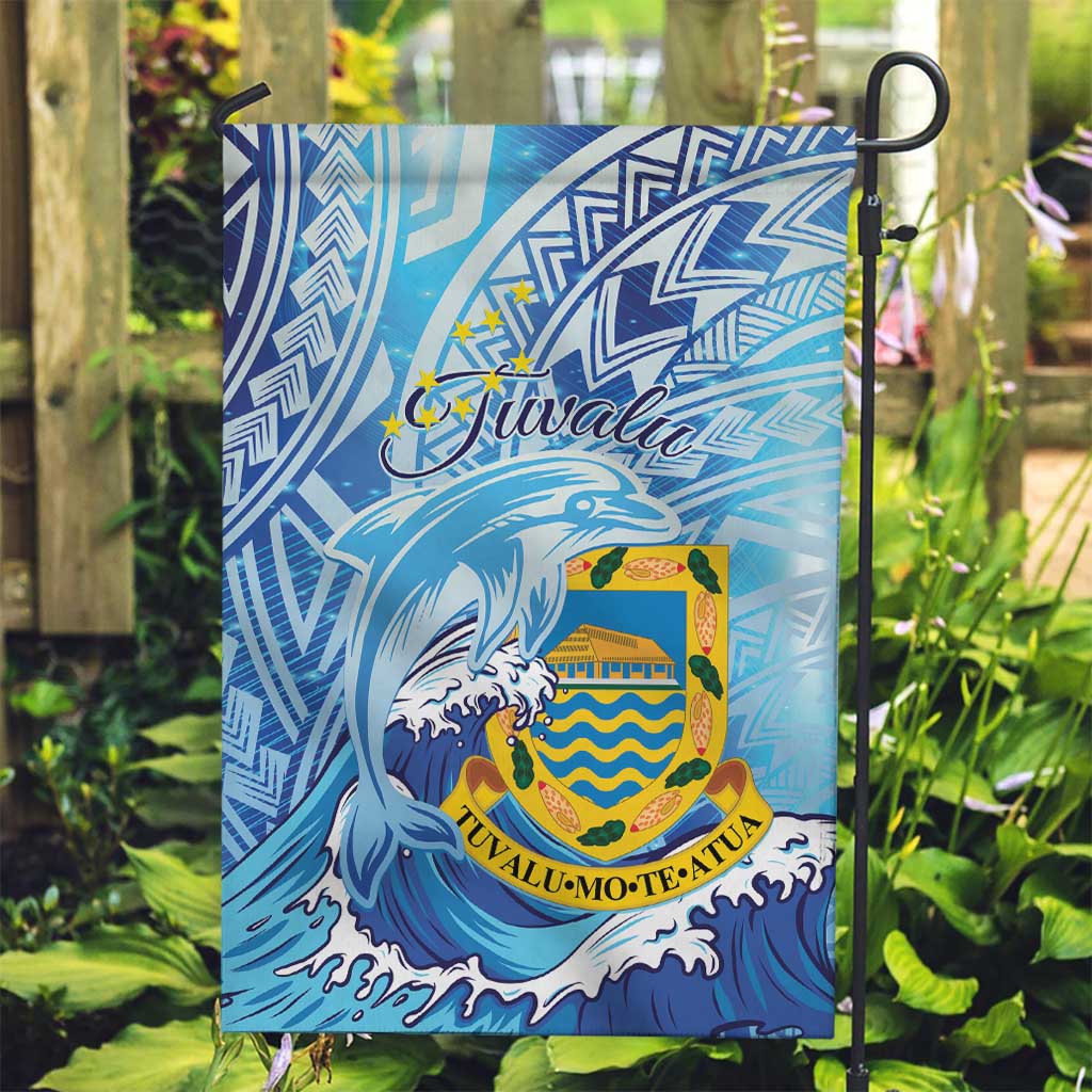 Tuvalu mo te Atua Garden Flag Tuvalu Dolphin Polynesian Pattern LT01 Garden Flag Blue - Polynesian Pride