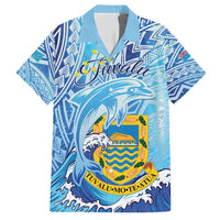 Tuvalu mo te Atua Hawaiian Shirt Tuvalu Dolphin Polynesian Pattern LT01 Blue - Polynesian Pride
