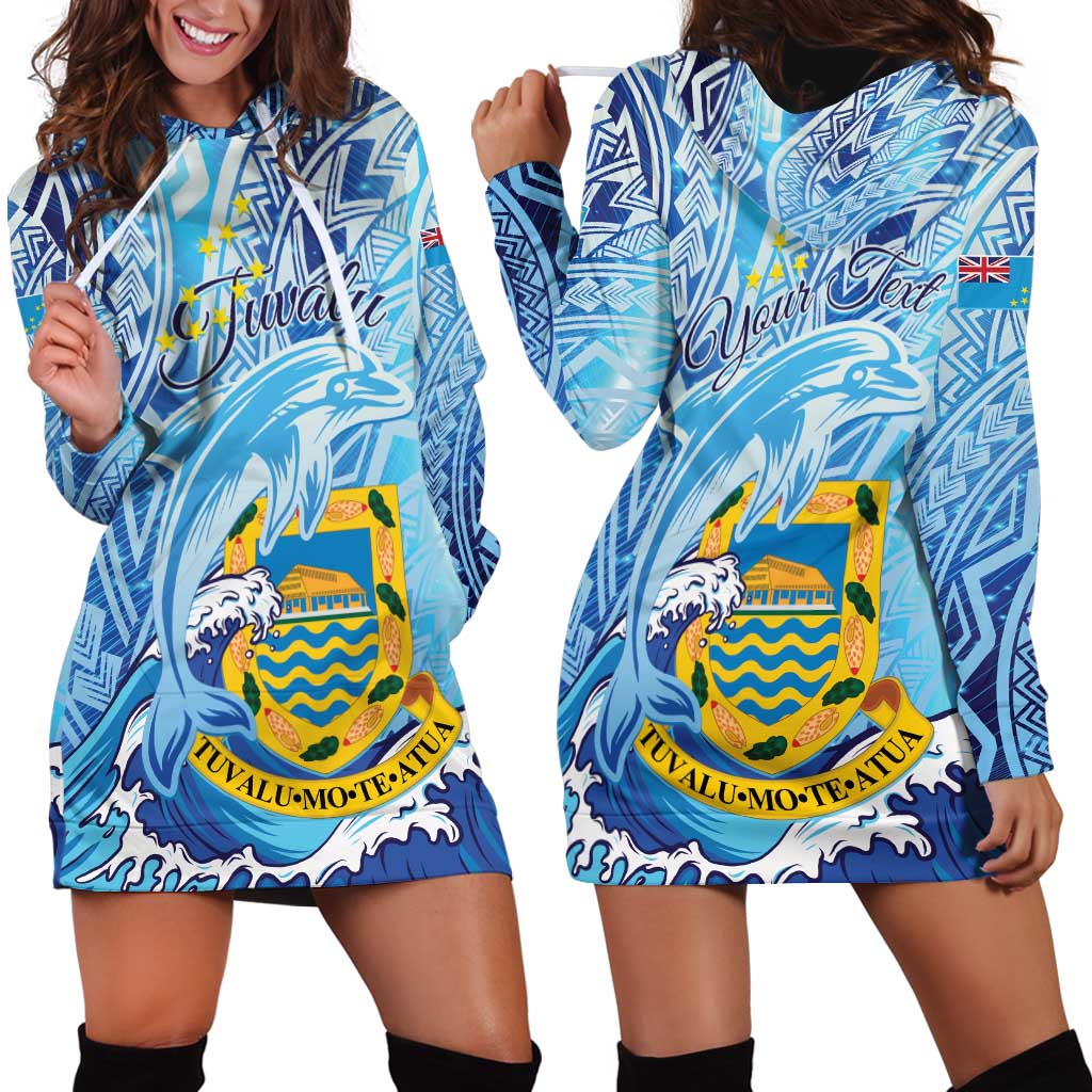 Tuvalu mo te Atua Hoodie Dress Tuvalu Dolphin Polynesian Pattern LT01 - Polynesian Pride