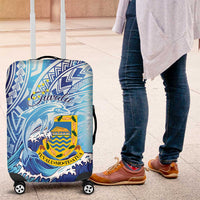 Tuvalu mo te Atua Luggage Cover Tuvalu Dolphin Polynesian Pattern LT01 Blue - Polynesian Pride