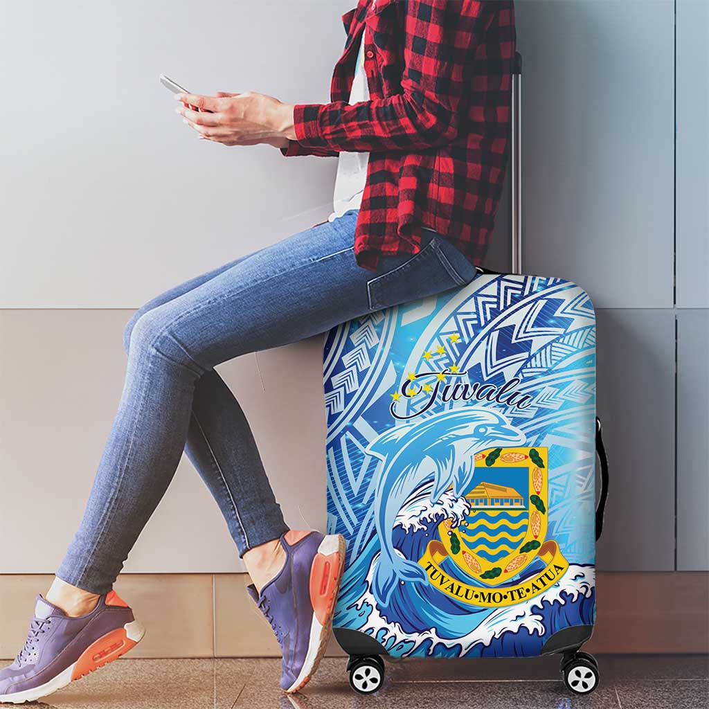 Tuvalu mo te Atua Luggage Cover Tuvalu Dolphin Polynesian Pattern LT01 - Polynesian Pride