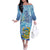 Tuvalu mo te Atua Off The Shoulder Long Sleeve Dress Tuvalu Dolphin Polynesian Pattern