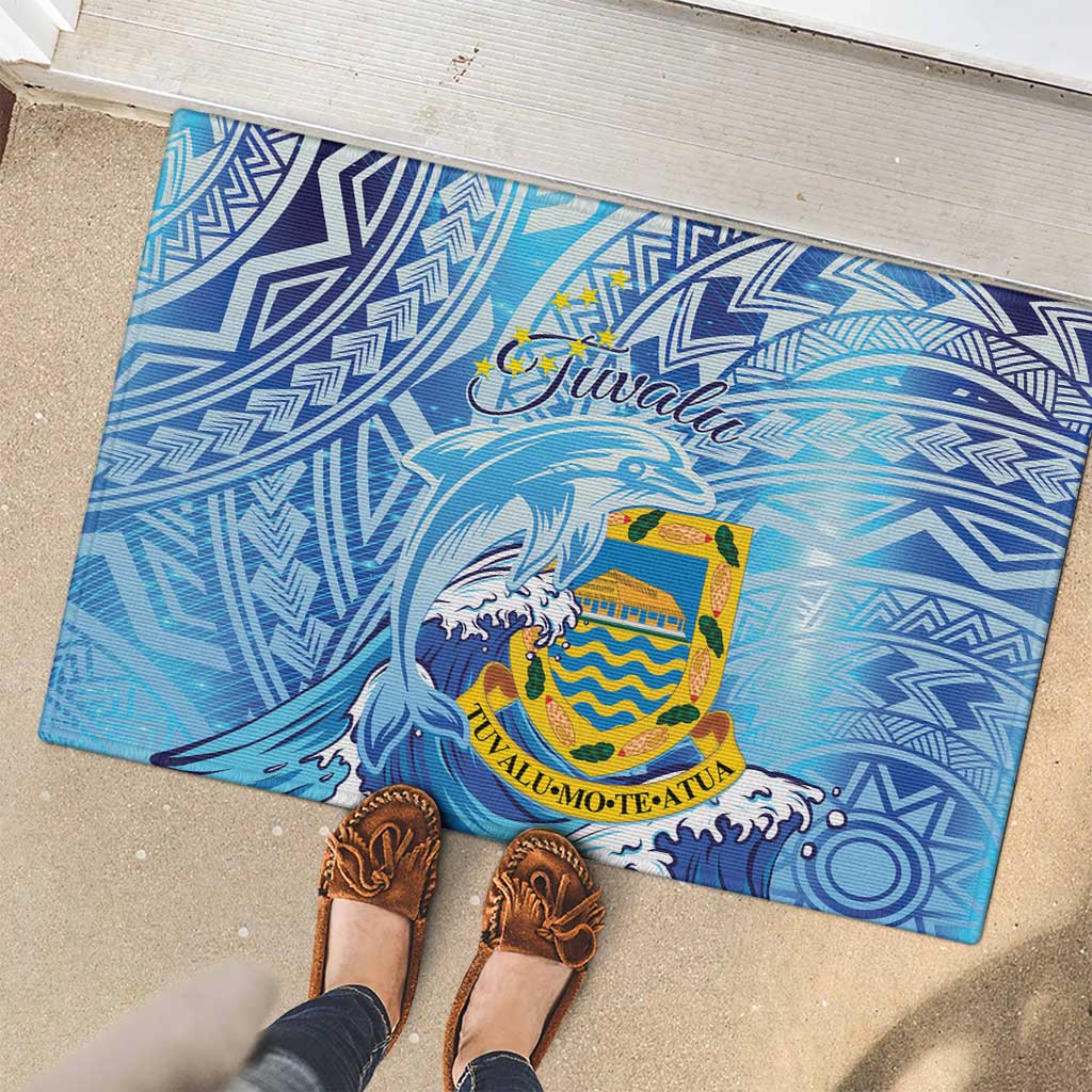Tuvalu mo te Atua Rubber Doormat Tuvalu Dolphin Polynesian Pattern LT01 - Polynesian Pride