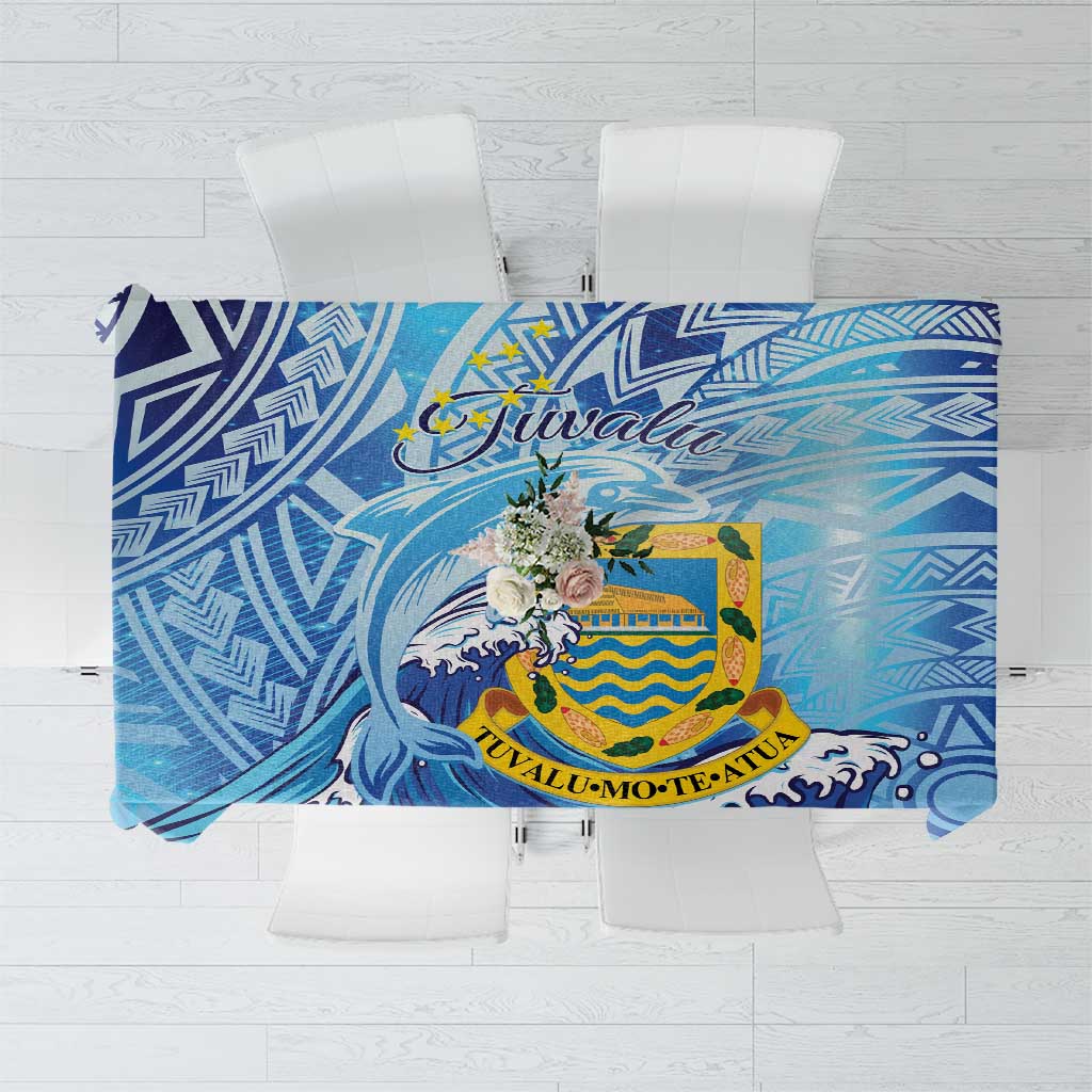 Tuvalu mo te Atua Tablecloth Tuvalu Dolphin Polynesian Pattern LT01 Blue - Polynesian Pride