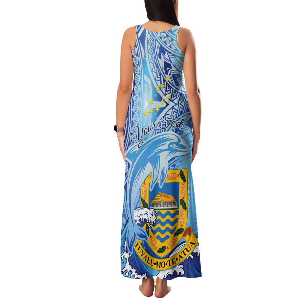 Tuvalu mo te Atua Tank Maxi Dress Tuvalu Dolphin Polynesian Pattern LT01 - Polynesian Pride
