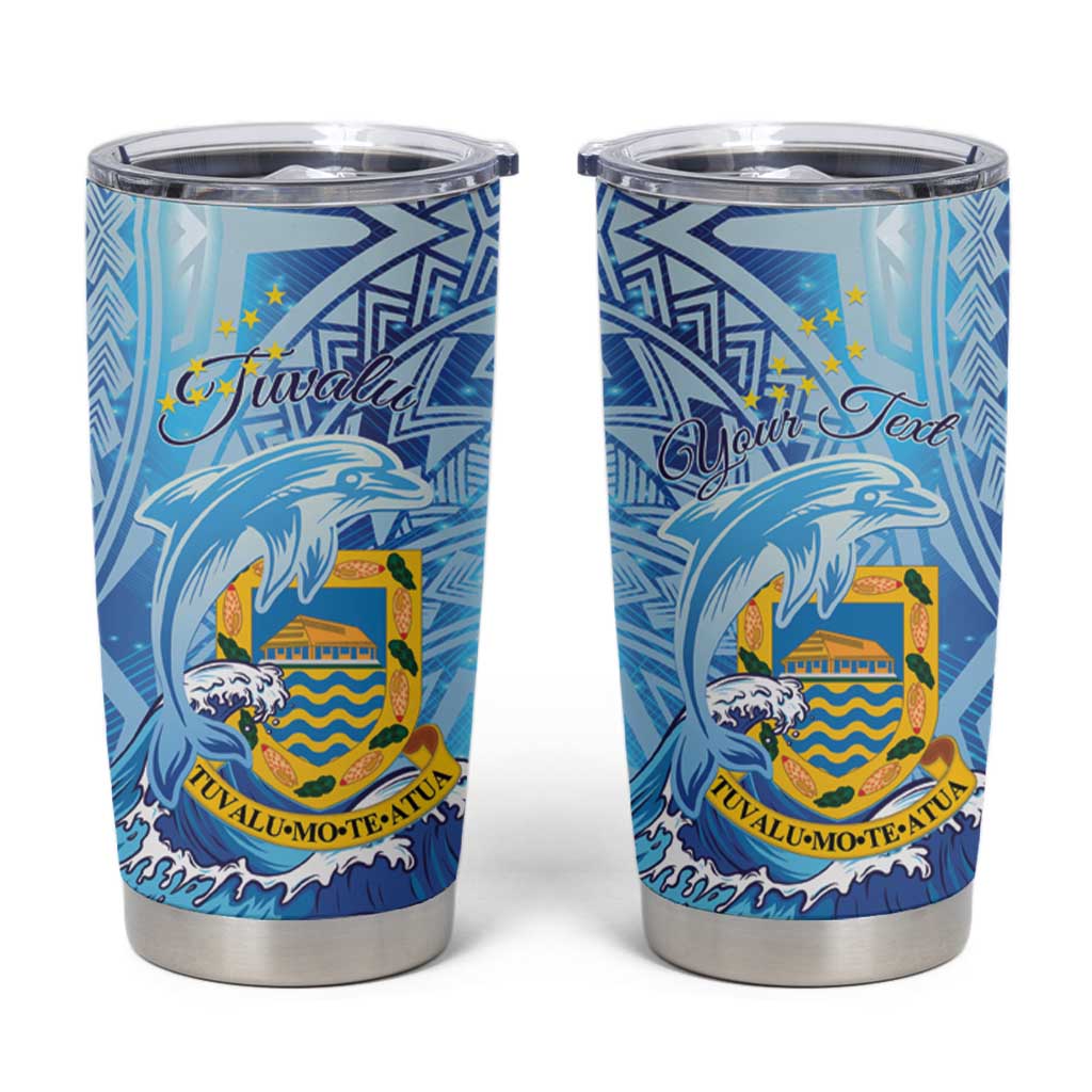 Tuvalu mo te Atua Tumbler Cup Tuuvalu Dolphin Polynesian Pattern LT01 Blue - Polynesian Pride